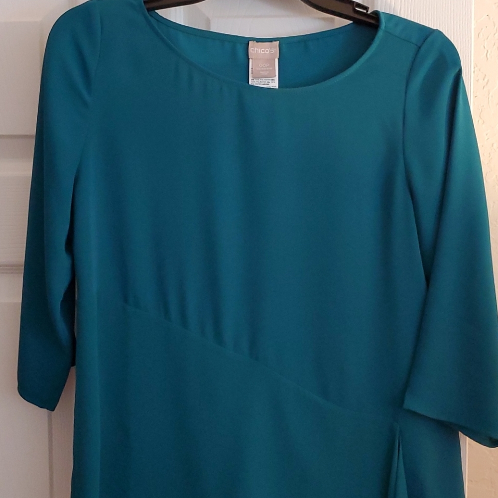 Chico's Teal Asymmetrical Top NWOT!
